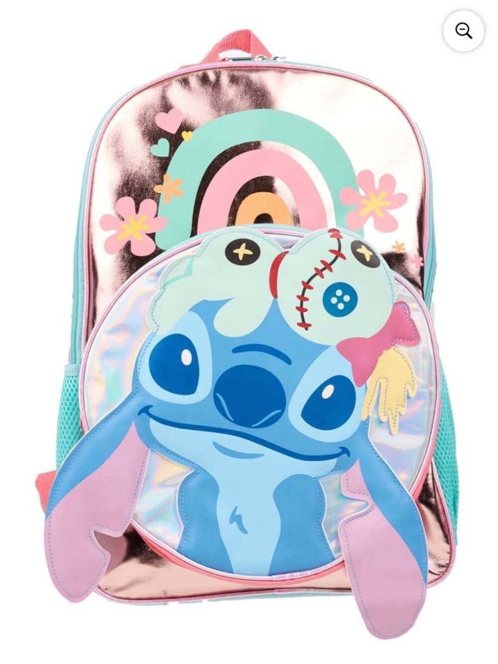 Disney Lilo & Stitch Girls' 17" Iridescent Rainbow Scrump Backpack NEW W/TAGS